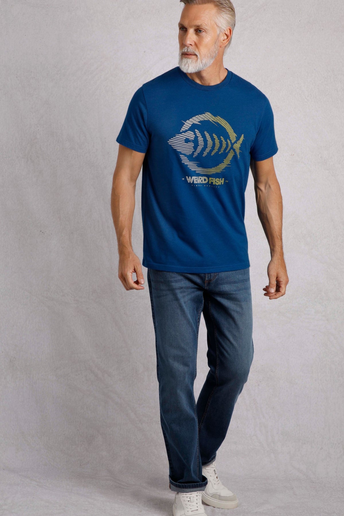 Weird Fish Mens Velocity Printed Tee - Cobalt Blue