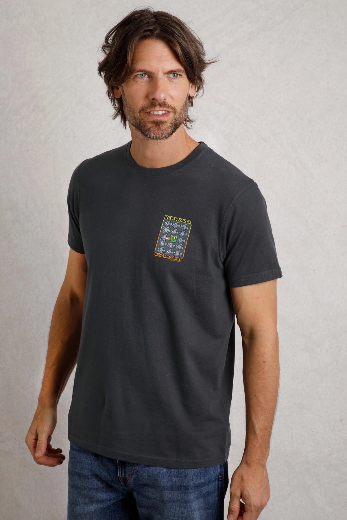 Weird Fish Mens Not Weird Just Different Printed Tee - Navy