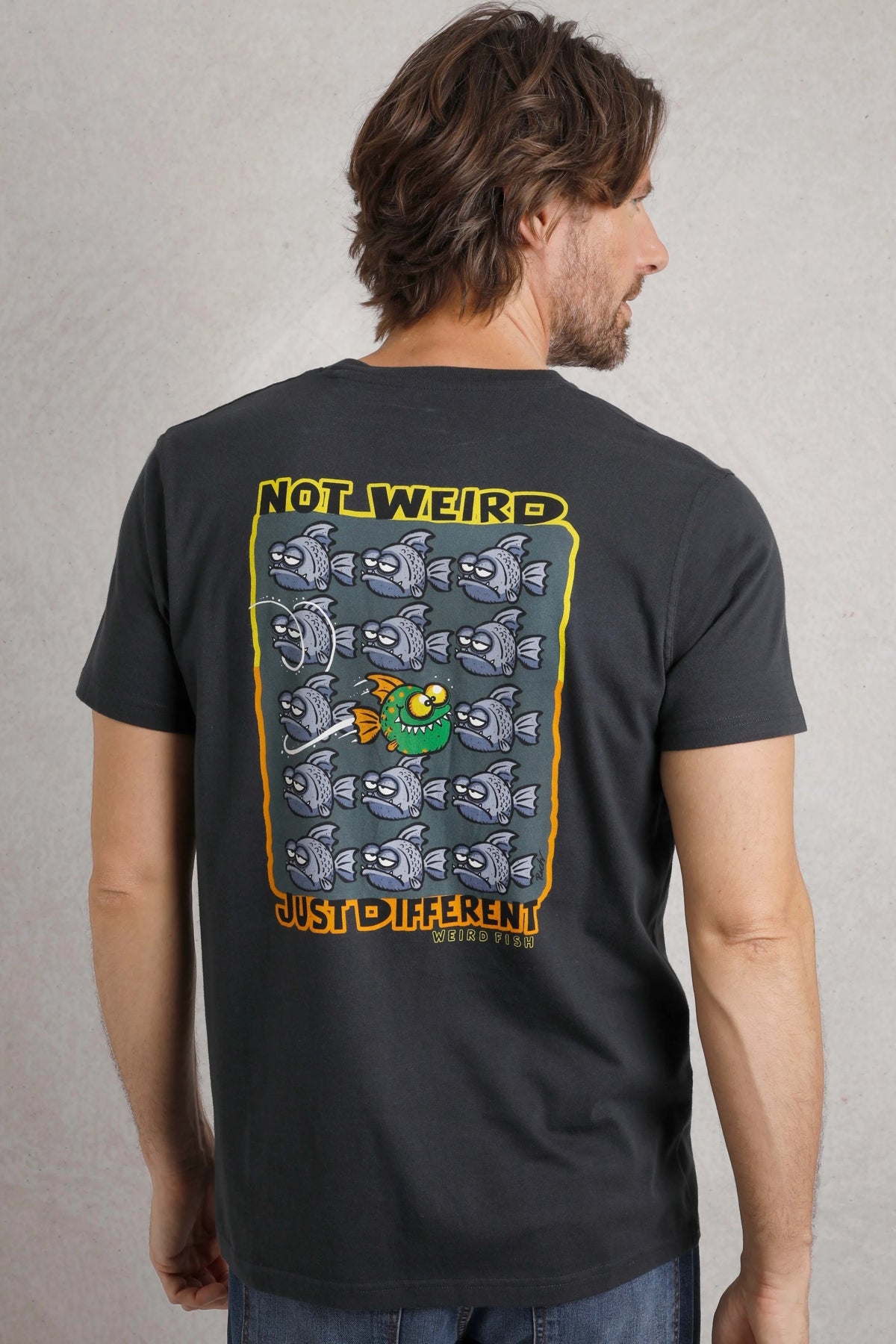 Weird Fish Mens Not Weird Just Different Printed Tee - Navy