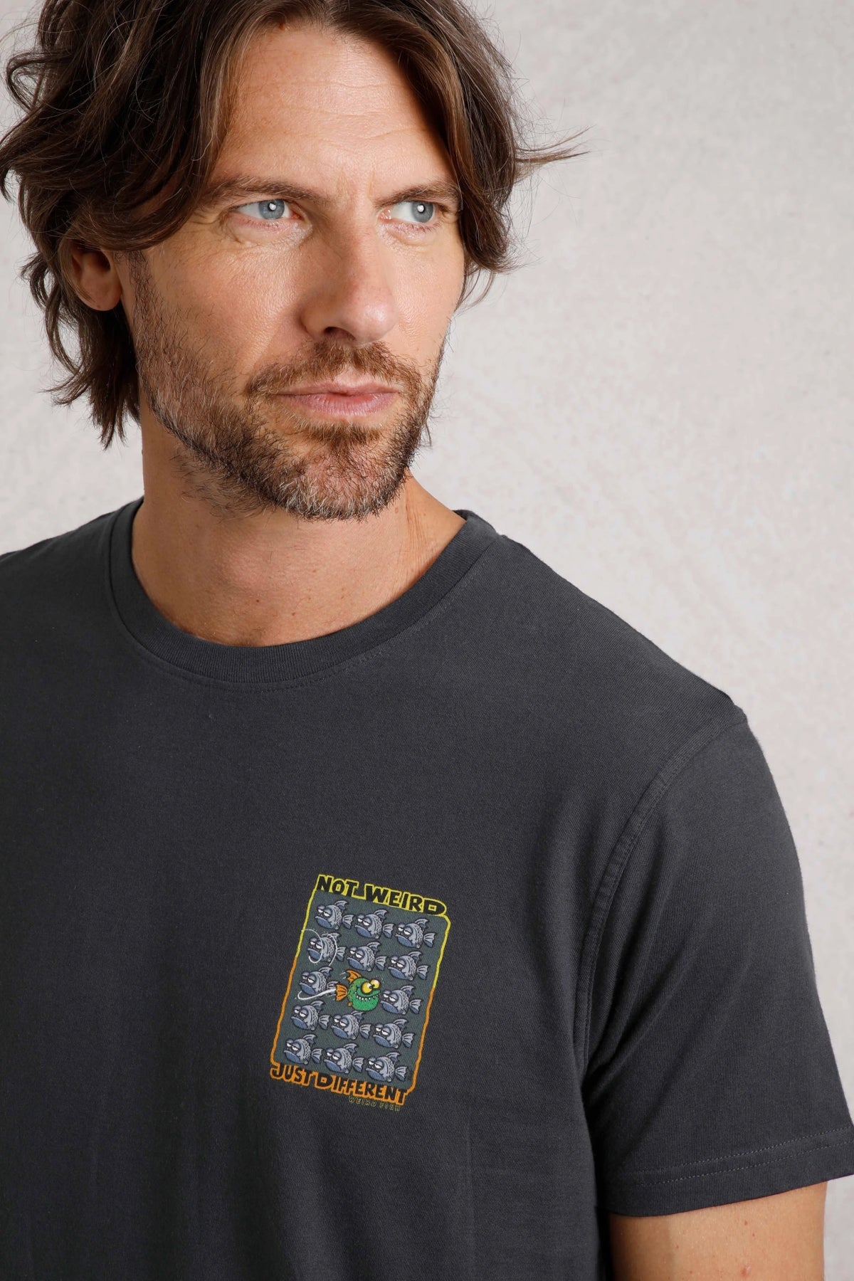 Weird Fish Mens Not Weird Just Different Printed Tee - Navy