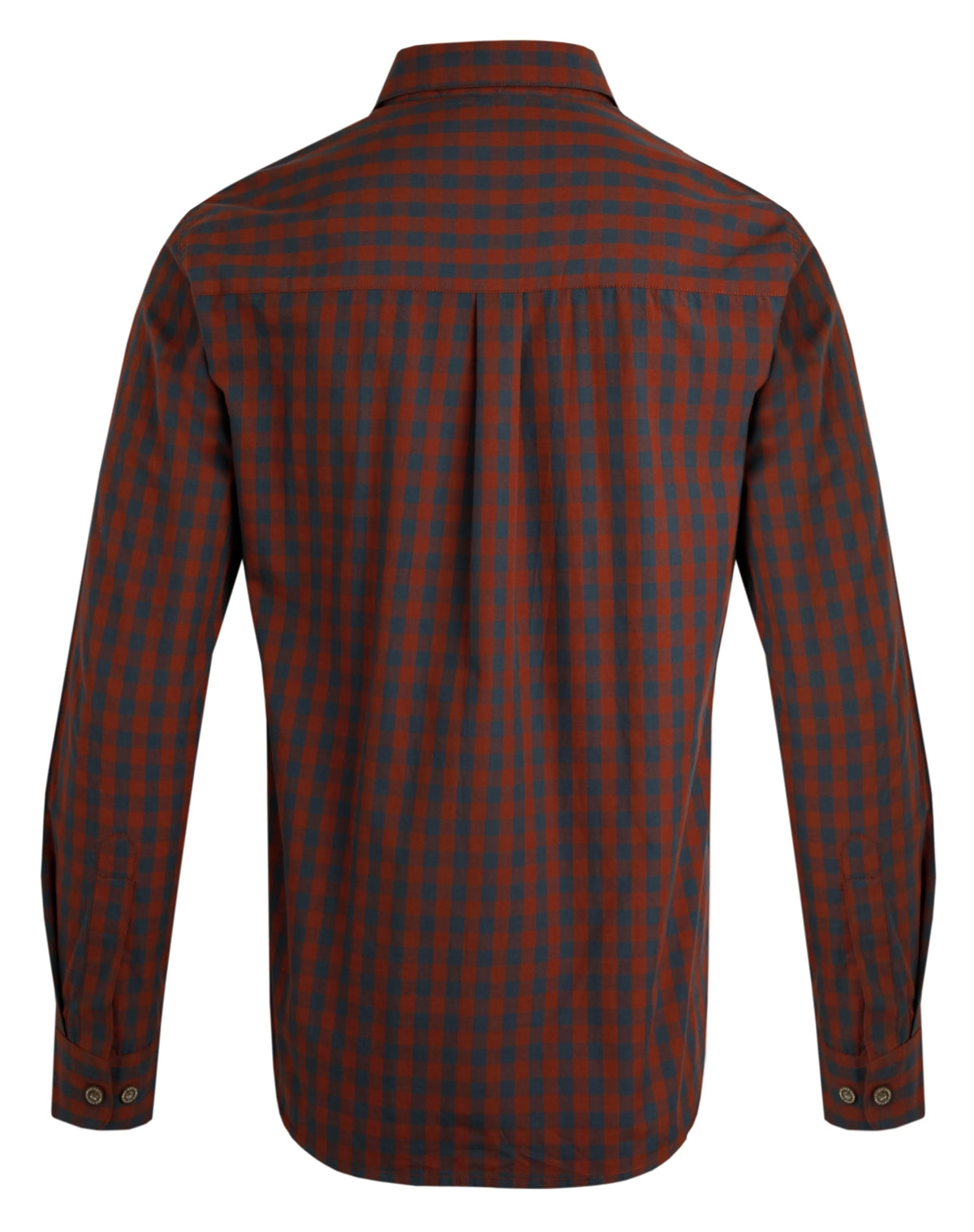 Weird Fish Mens Lando Long Sleeve Check Shirt - Burnt Henna