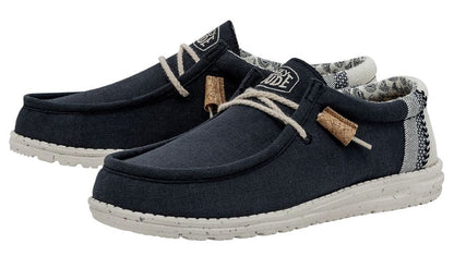 Dude Mens Wally Break Stitch Lace Up Shoes - Navy