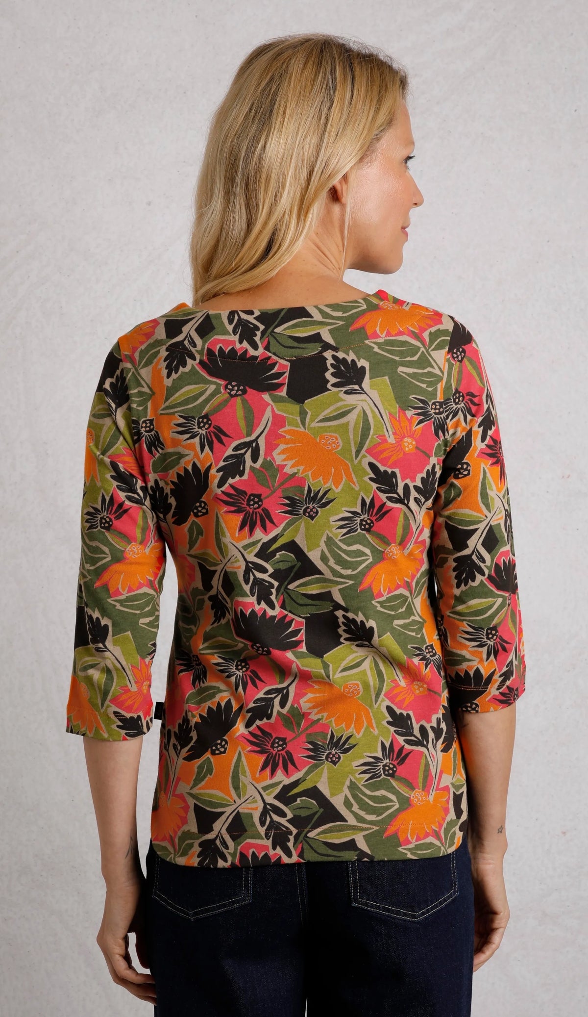 Weird Fish Womens Pinto Floral Print Jersey Tee - Brick Orange