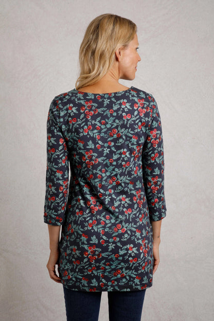Weird Fish Womens Dandy Printed Sparkle Jersey Tunic - Midnight