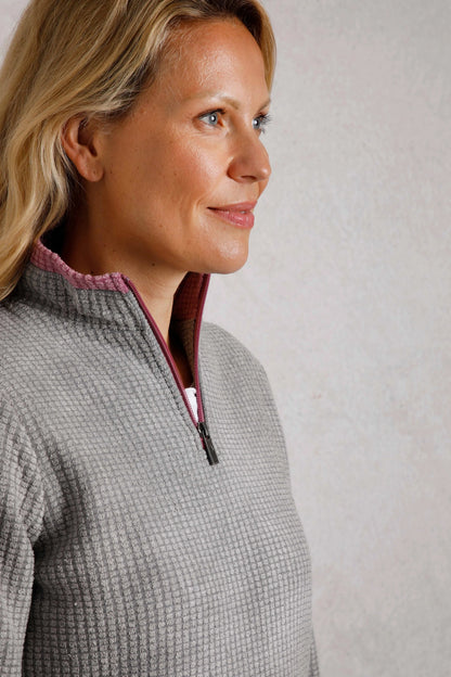 Weird Fish Womens Beye 1/4 Zip Grid Fleece - Frost Grey