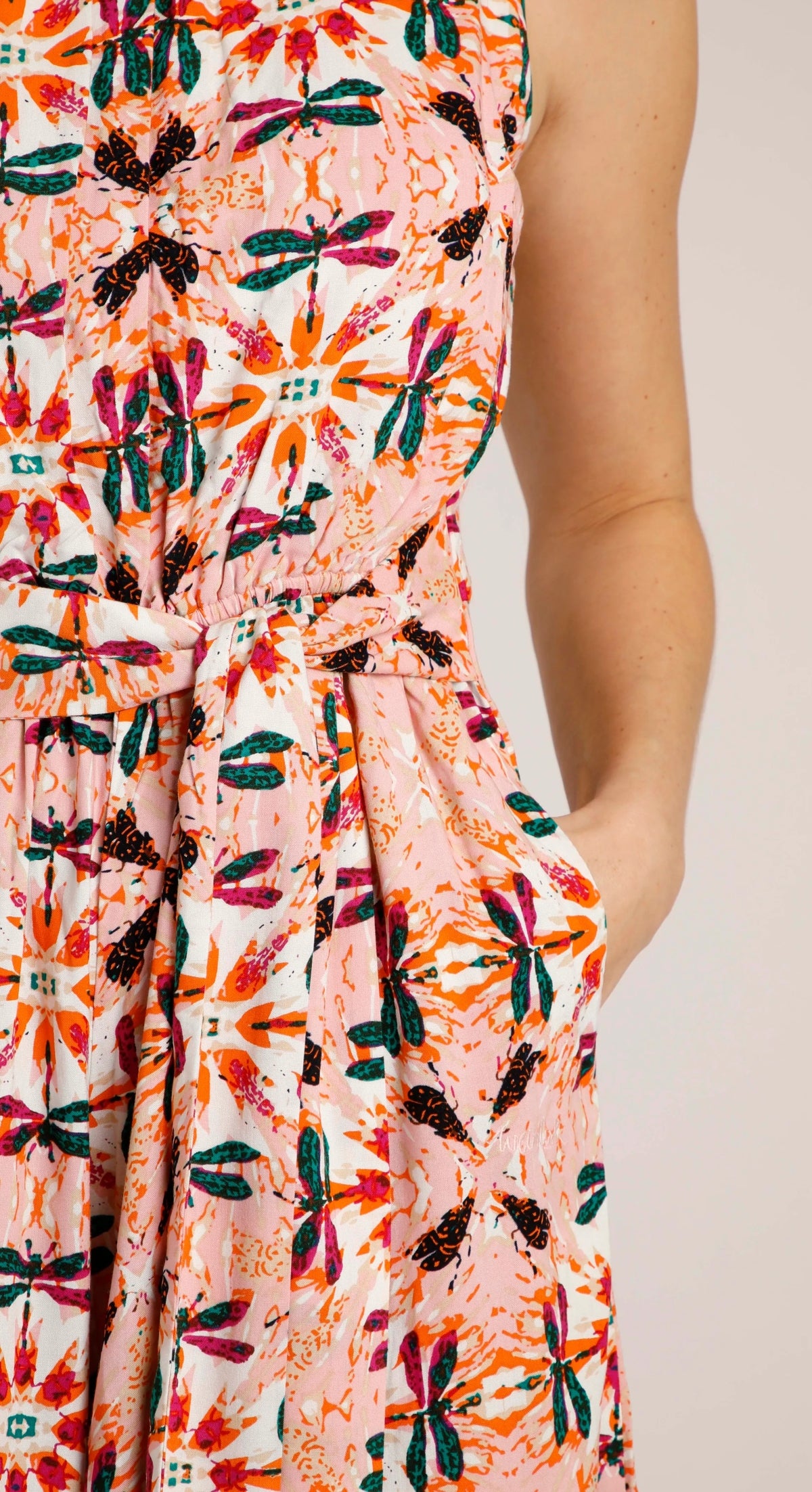 Weird Fish Womens Roxi Culotte Jumpsuit - Pale Pink / Dragonfly Print