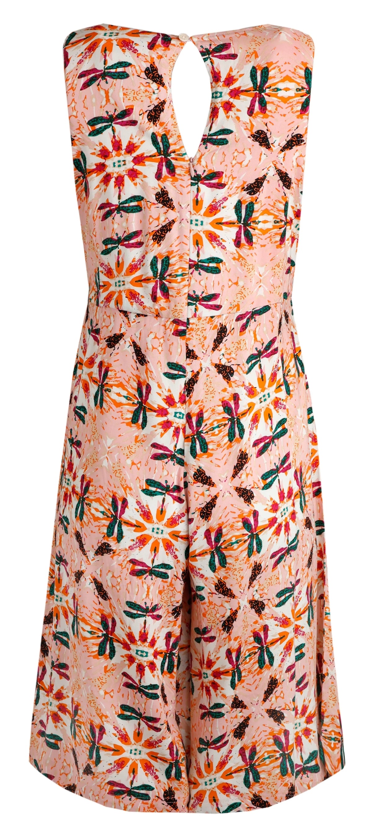 Weird Fish Womens Roxi Culotte Jumpsuit - Pale Pink / Dragonfly Print
