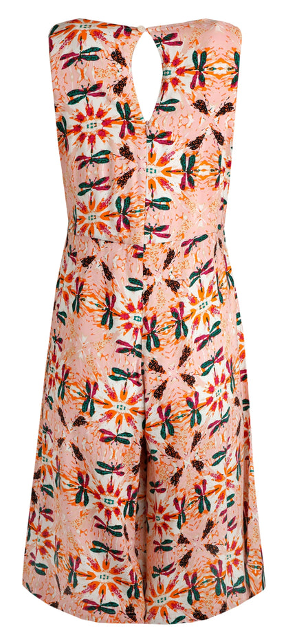 Weird Fish Womens Roxi Culotte Jumpsuit - Pale Pink / Dragonfly Print
