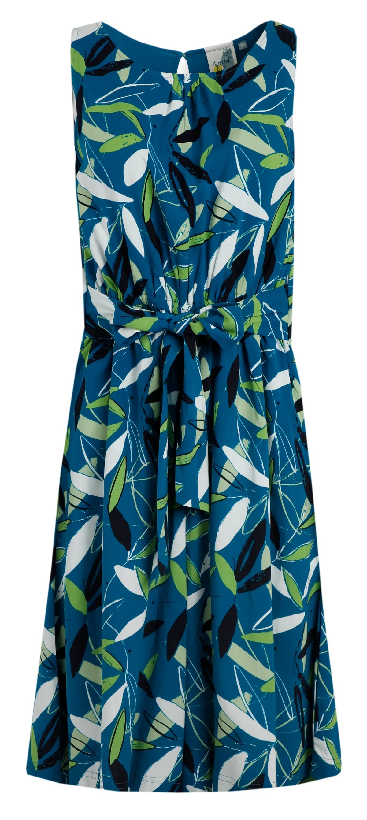 Weird Fish Womens Roxi Culotte Jumpsuit - Deep Sea Blue / Leaf Print