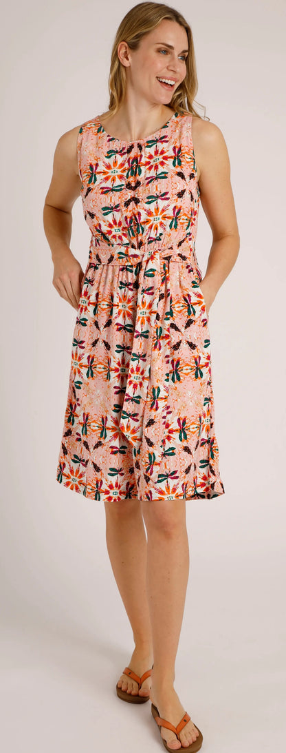 Weird Fish Womens Roxi Culotte Jumpsuit - Pale Pink / Dragonfly Print