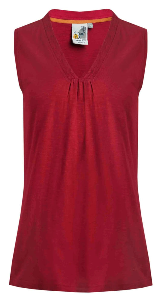 Weird Fish women's Arenas organic cotton outfitter vest in Chilli Red.