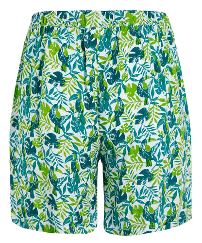 Weird Fish Womens Sundance Viscose Printed Shorts - Kiwi Green / Leaf & Bird Print