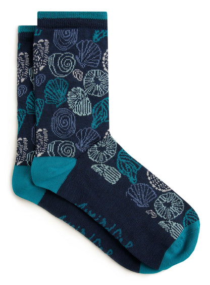 Weird Fish women's Parade cotton blend socks with shell patterns.