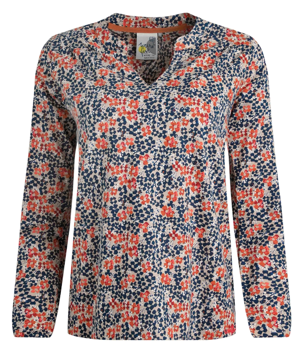 Weird Fish Womens Brooke Printed Jersey Top - Sand Dune