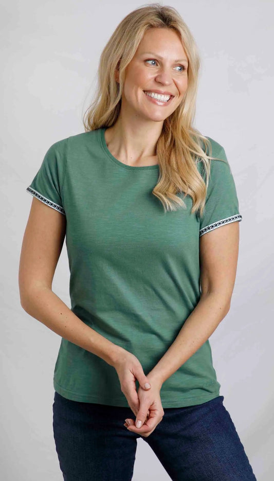 Weird Fish women's Teya organic cotton t-shirt in Dark Jade.