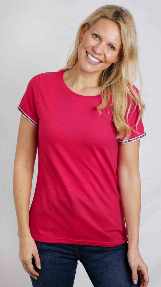 Weird Fish women's Teya organic cotton t-shirt in Hot Pink.