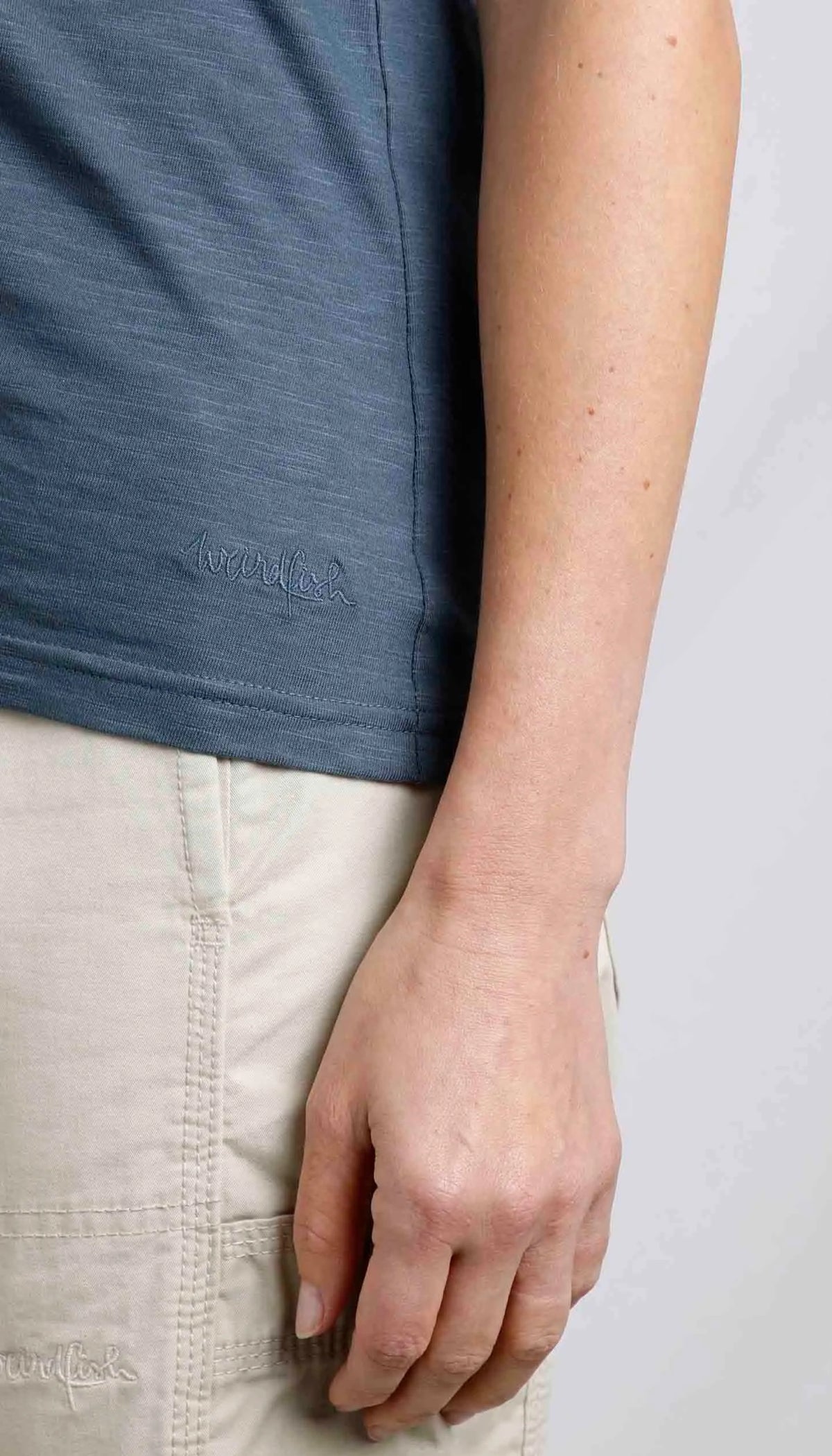 Women's slub cotton Teya t-shirt from Weird Fish in China Blue.
