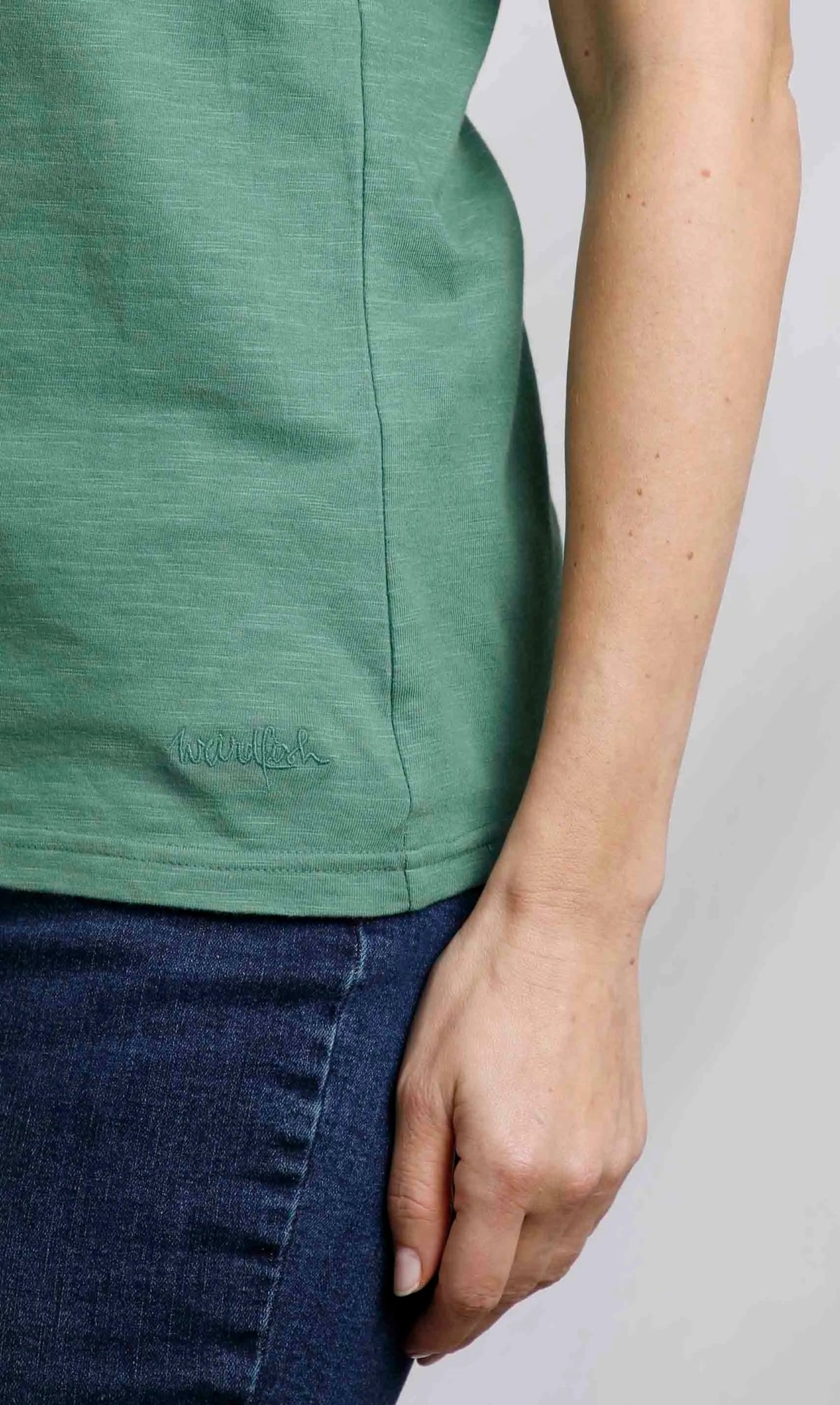 Women's slub cotton Teya t-shirt from Weird Fish in Dark Jade.