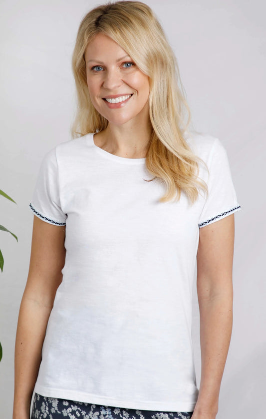 Weird Fish women's Teya organic cotton t-shirt in White.