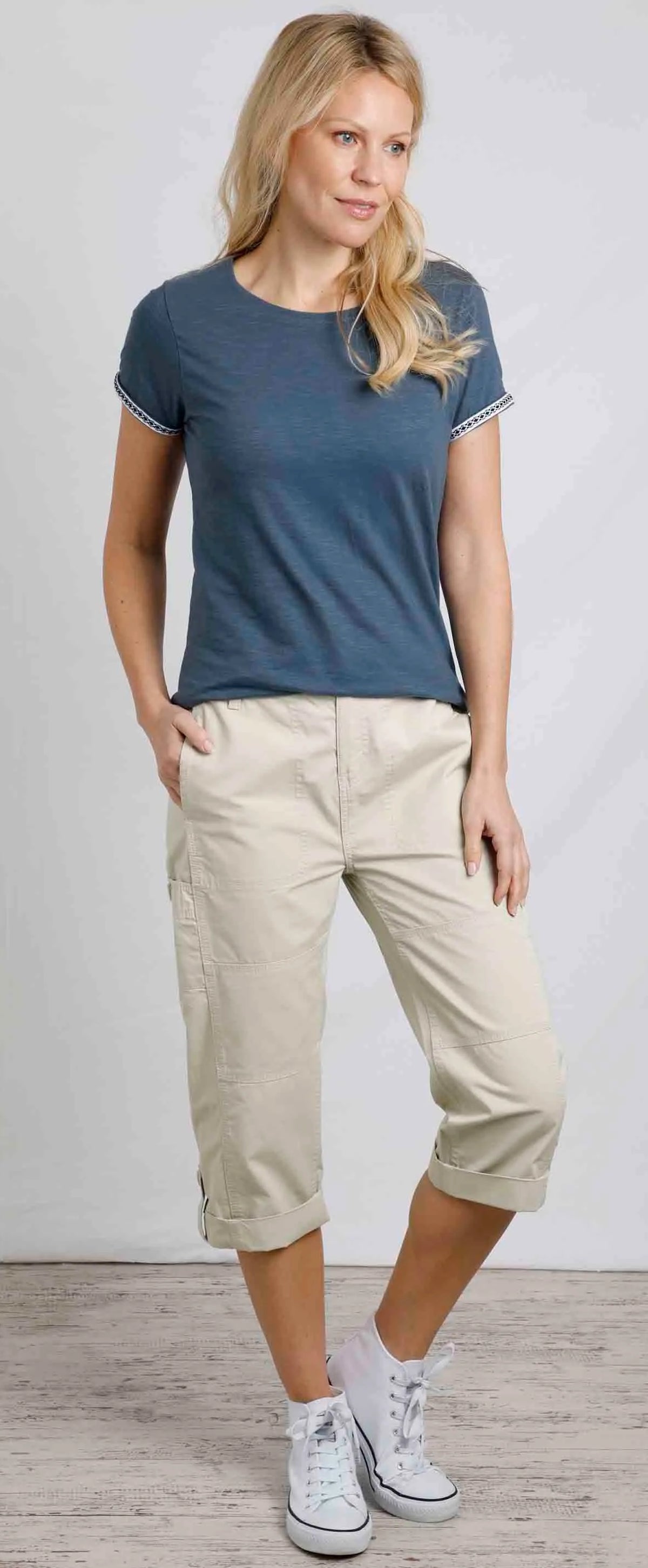 Weird Fish women's short sleeve Teya T-Shirt in China Blue.