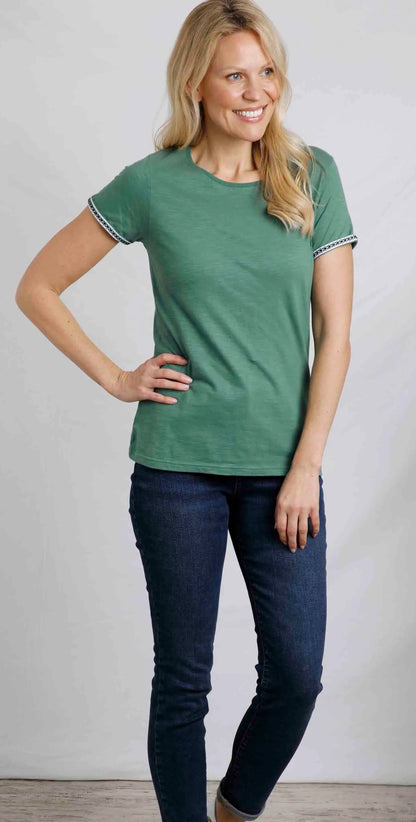 Weird Fish women's short sleeve Teya T-Shirt in Dark Jade.