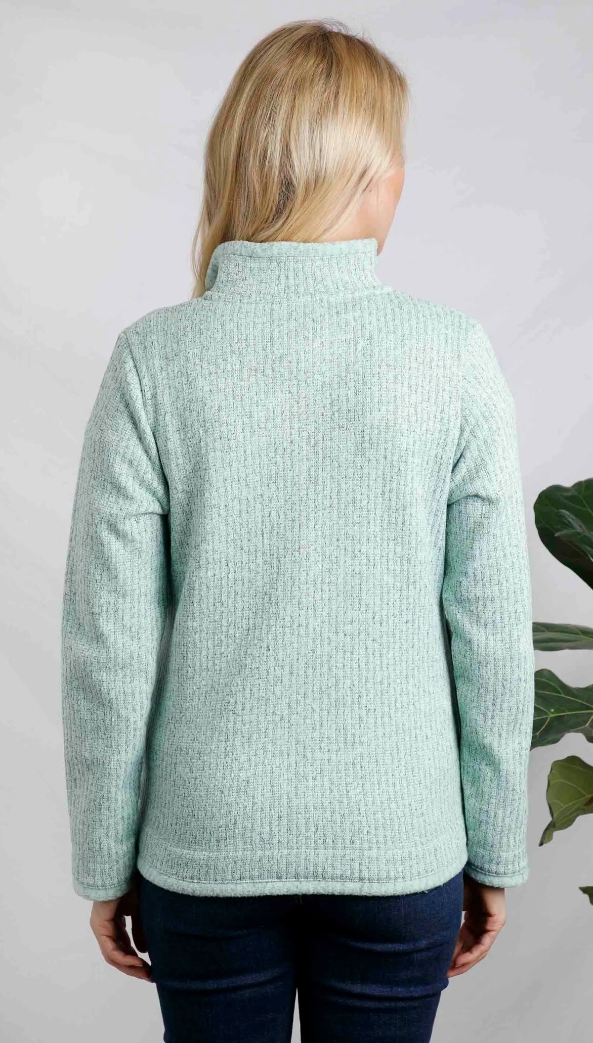 Women's Weird Fish Omila knitted textured fleece in Mint.