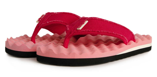 Weird Fish women's Cayman waffle sole flip flops in Hot Pink.