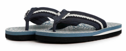 Women's Salcombe flip flops from Weird Fish in China Blue with a fabric strap with braided trim.