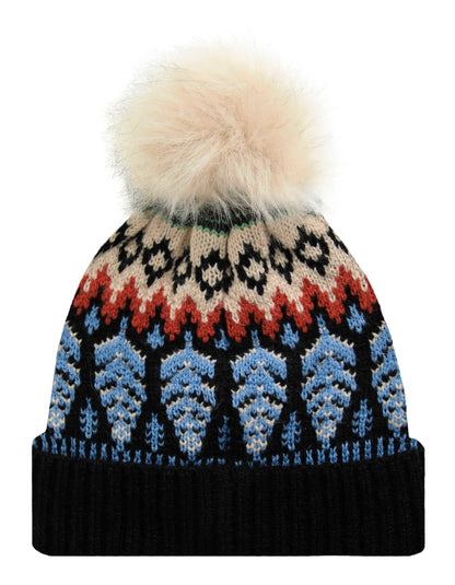 Weird Fish Keara Fair Isle Bobble Hat Beanie Midnight Navy