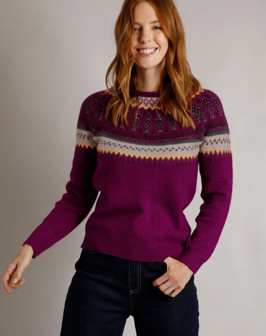 Weird Fish Womens Lowell Fair Isle Jumper - Boysenberry