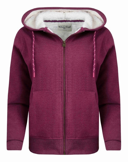 Weird Fish Womens Sevanna Borg Lined Jersey Hoodie - Boysenberry
