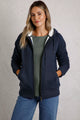 Weird Fish Womens Sevanna Borg Lined Jersey Hoodie - Navy