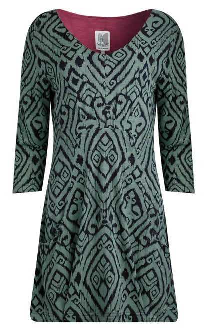 Weird Fish Womens Arielle Printed Jersey 3/4 Sleeve Tunic - Army Green