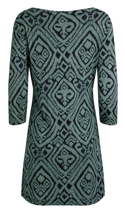 Weird Fish Womens Arielle Printed Jersey 3/4 Sleeve Tunic - Army Green