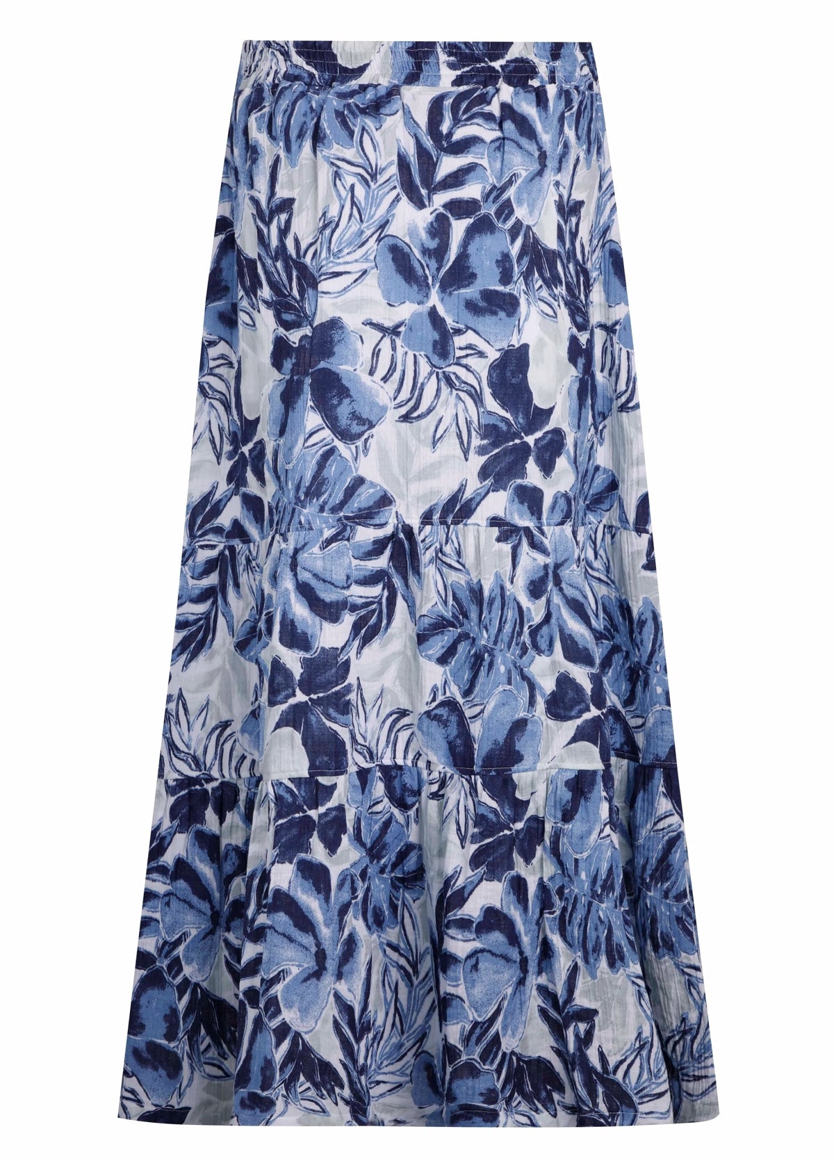Weird Fish Womens Harini Doublecloth Midi Tiered Skirt - Estate Blue