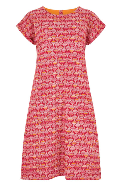 Weird Fish Womens Tallahassee Printed Jersey Dress - Barberry Red