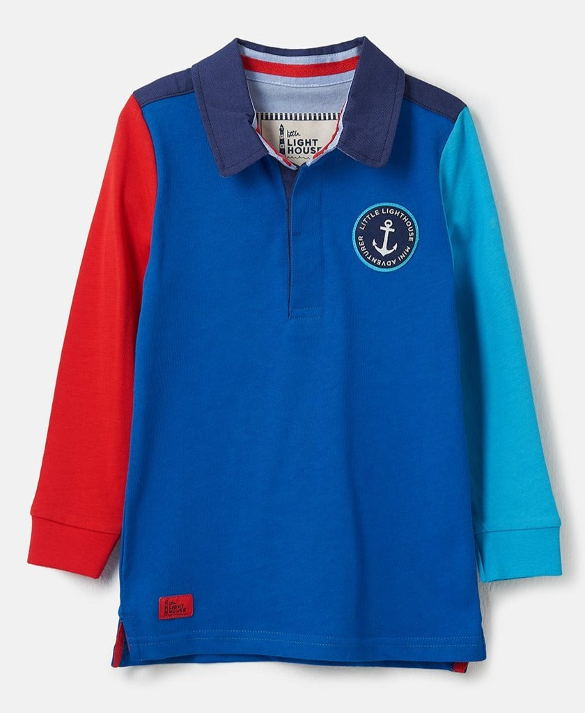 Lighthouse Kids 'Alfie' Long Sleeve Rugby Shirt - Ocean Blue