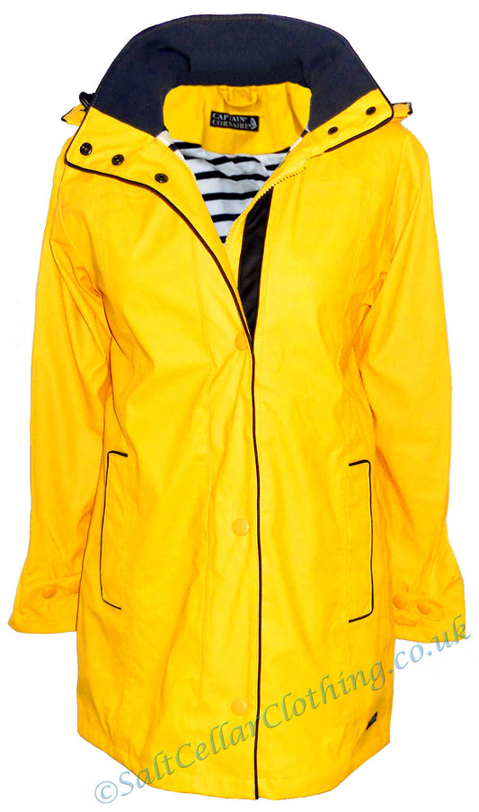 Captain Corsaire women's nautical style Regate Ete waterproof rain coat in Yellow.