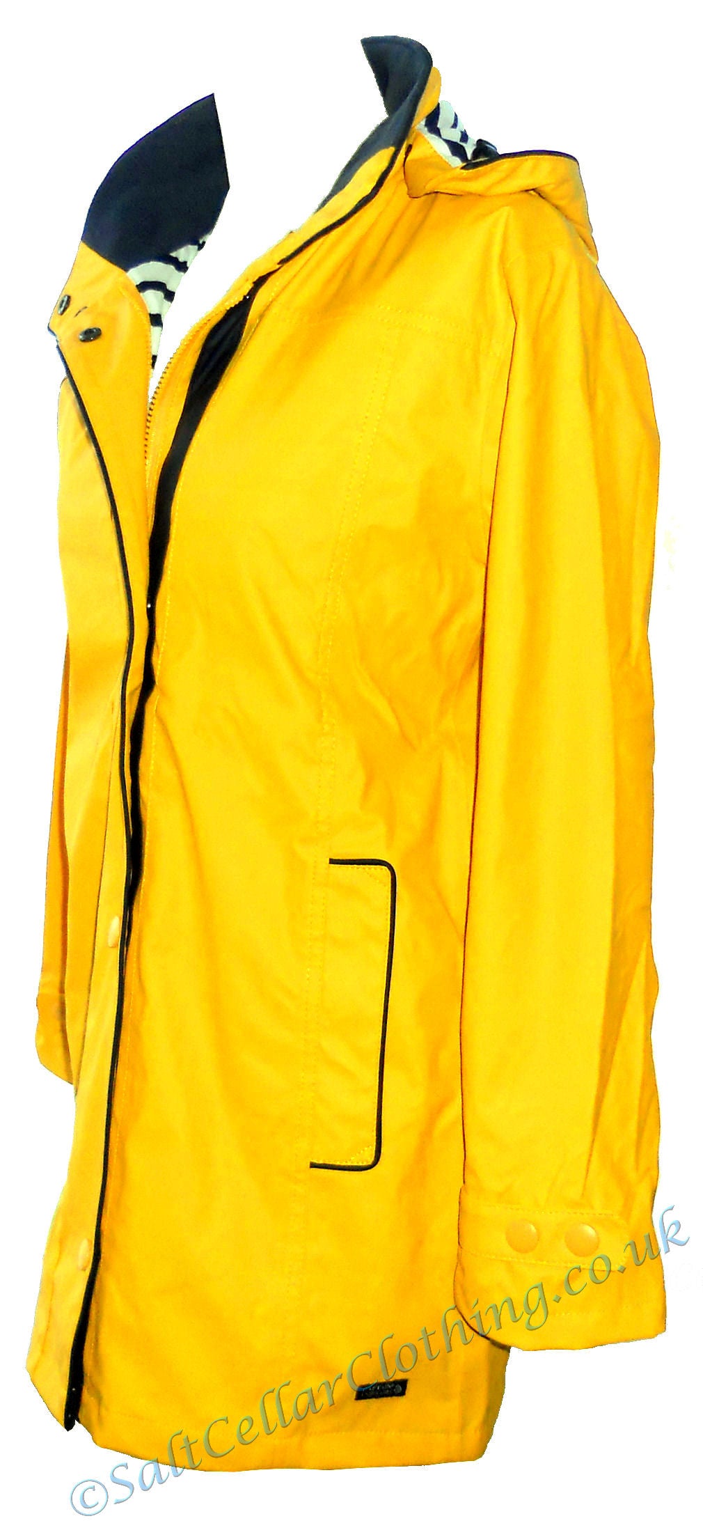 Captain Corsaire women's Regate Ete style stripy lined waterproof rain jacket in Yellow.