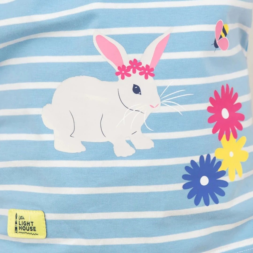 Lighthouse Kids 'Causeway' Short Sleeve Tee - Blue Stripe Bunny