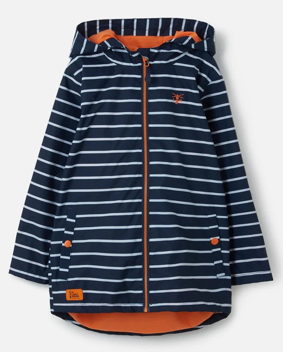 Lighthouse Kids Ethan Waterproof Jacket Navy Stripe Salt