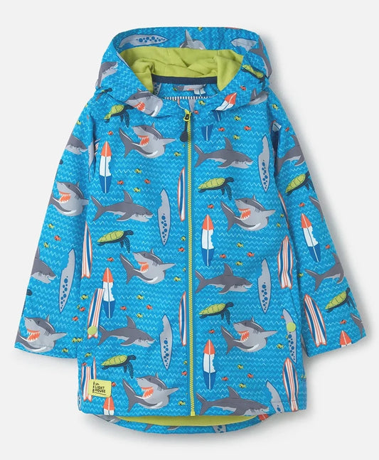 Lighthouse Kids 'Ethan' Waterproof Jacket - Shark Surf Print