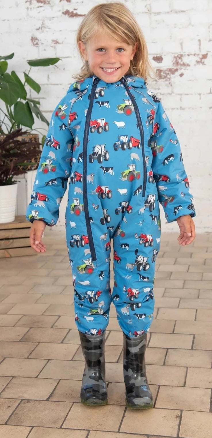 Lighthouse Kids 'Jamie' Waterproof Winter Puddlesuit - Blue Farm Print