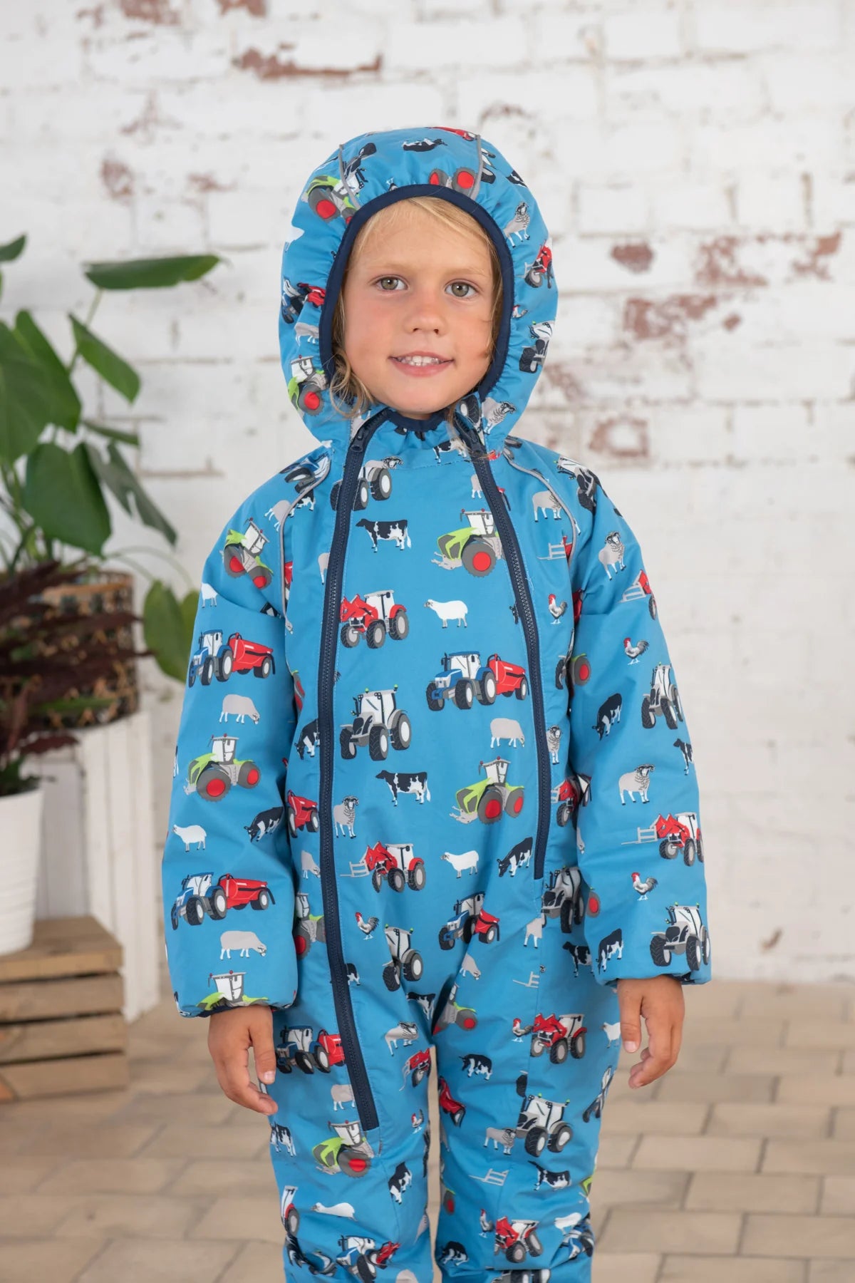 Lighthouse Kids 'Jamie' Waterproof Winter Puddlesuit - Blue Farm Print