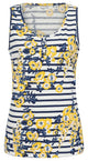 Lazy Jacks Womens LJ110P Striped Floral Vest Yellow Poppy