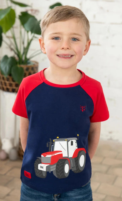 Lighthouse Kids 'Mason' Short Sleeve Red Tractor Print Tee