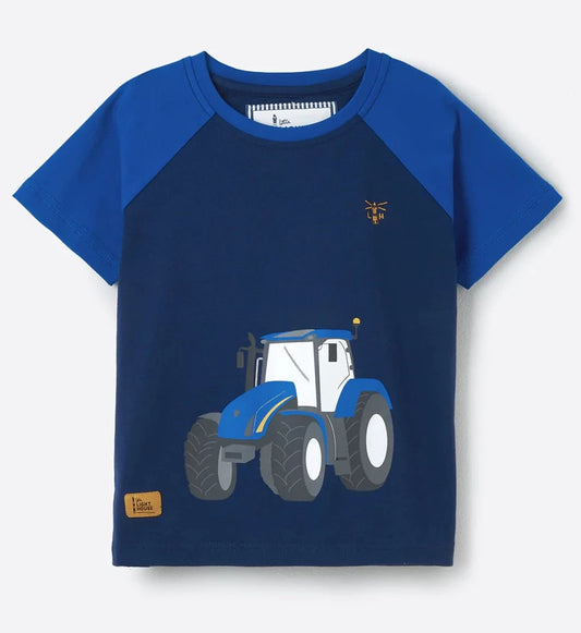 Lighthouse Kids 'Mason' Short Sleeve Blue Tractor Print Tee