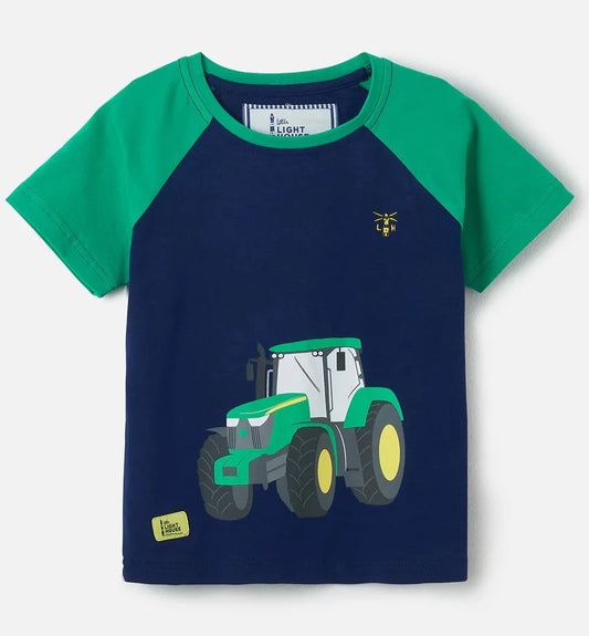 Lighthouse Kids 'Mason' Short Sleeve Green Tractor Print Tee