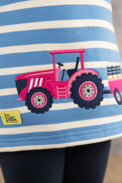 Lighthouse Kids 'Robyn' Sweatshirt - Marine Stripe Tractor