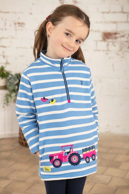 Lighthouse Kids 'Robyn' Sweatshirt - Marine Stripe Tractor